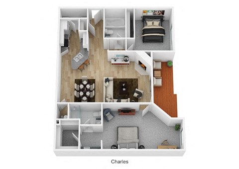 Floor plan for 2 beds, 2 baths, 1220 sqft